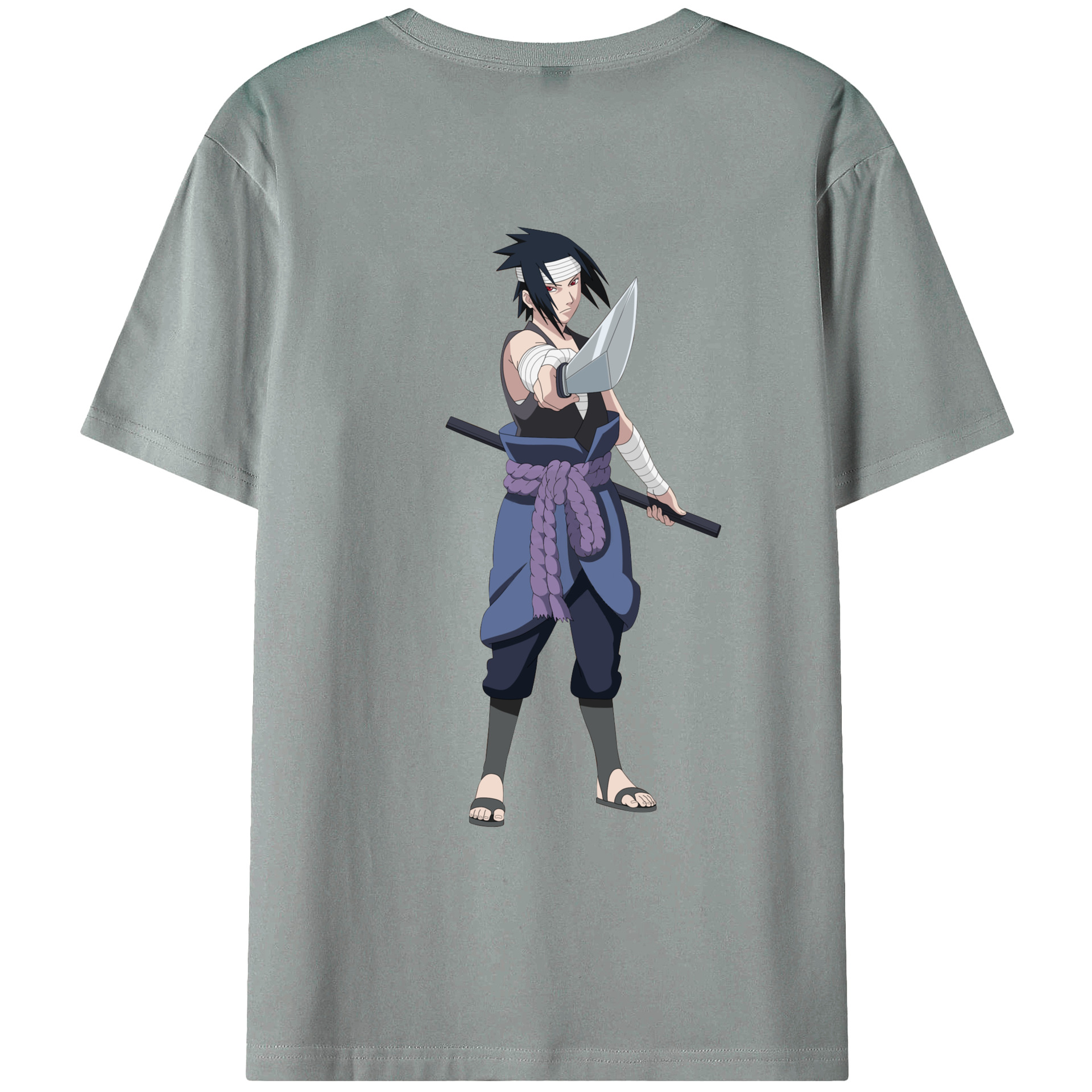 （画像用） NARUTO -ナルト- うちは サスケ Uchiha Sasuke 綿100％ メンズ半袖Tシャツ（バックプリント） 通気性